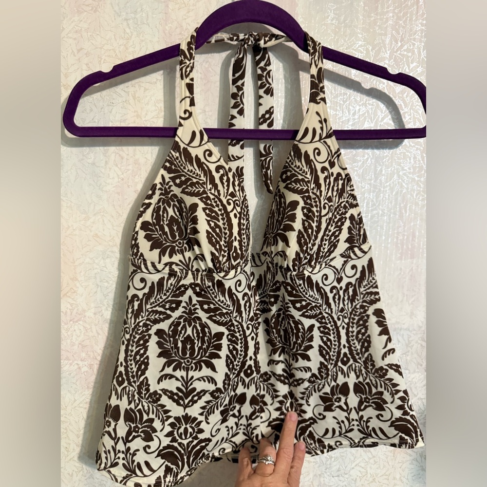 Victoria's Secret Cream Halter Camisole with Brown Floral Print, Beautiful